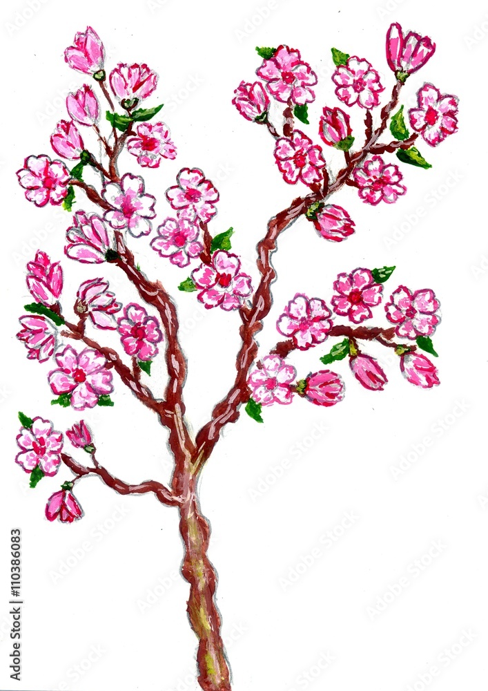 Fototapeta premium Sakura Branch Painting