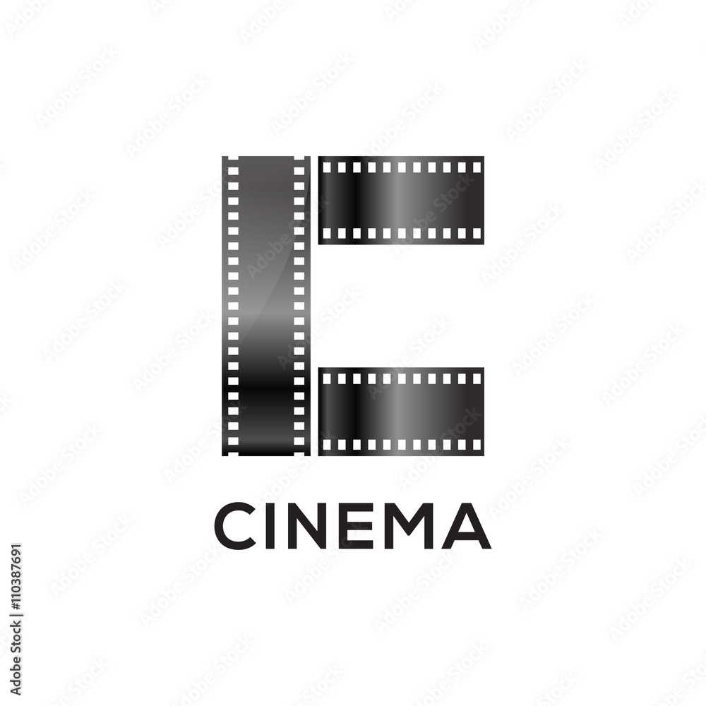 Fototapeta premium Abstract letter C logo for negative videotape film production