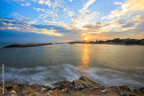 Seaview in twilight time,Prachuap Khiri Khan Province, Thailand