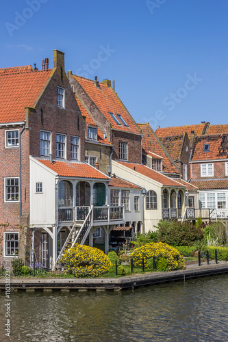 Old houses around the harbor in Enkhuizen