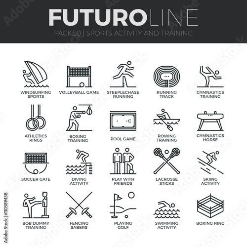 Sports Activity Futuro Line Icons Set