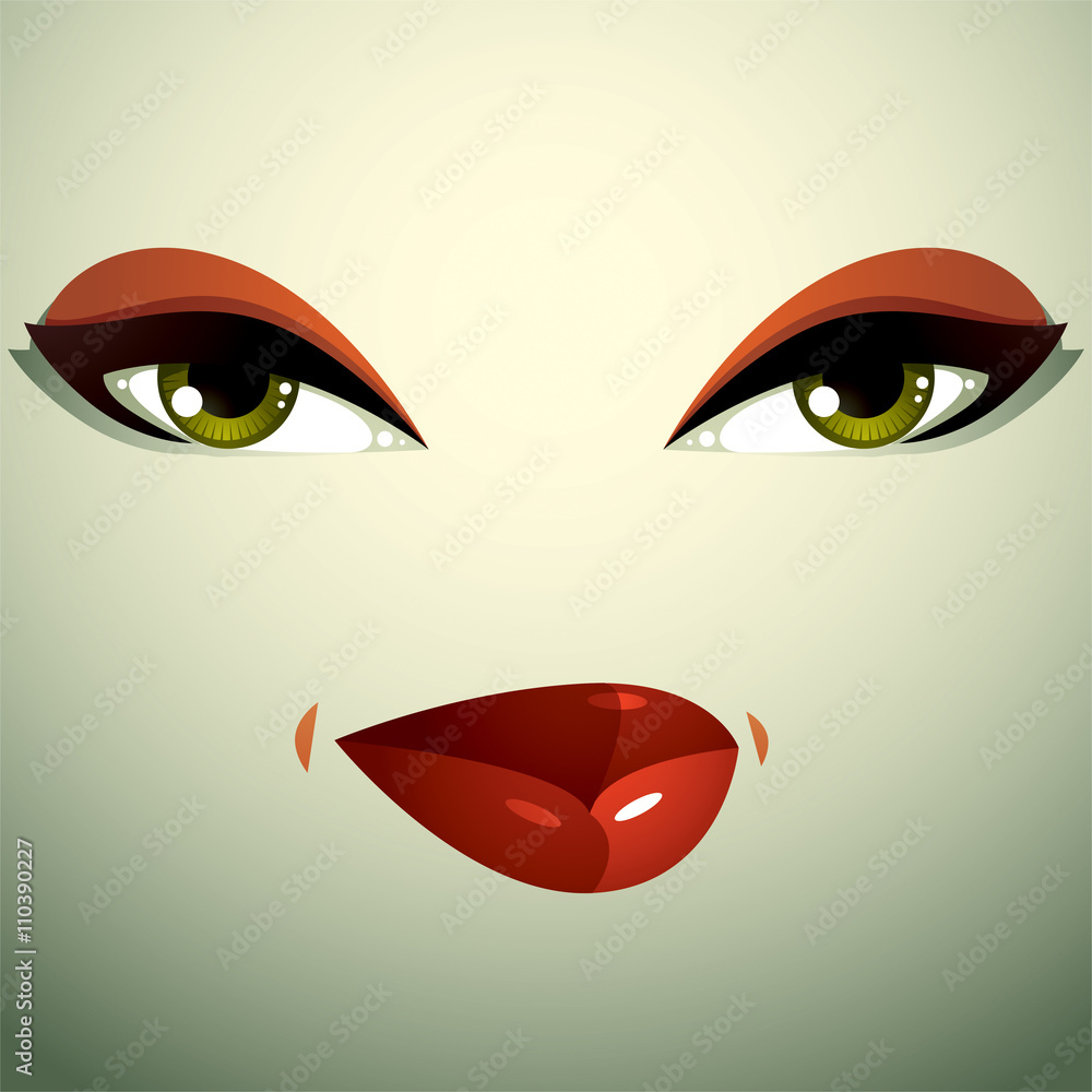 Cosmetology theme image. Young pretty lady. Human eyes and lips Cosmetology theme image. Young pretty lady. Human eyes and lips