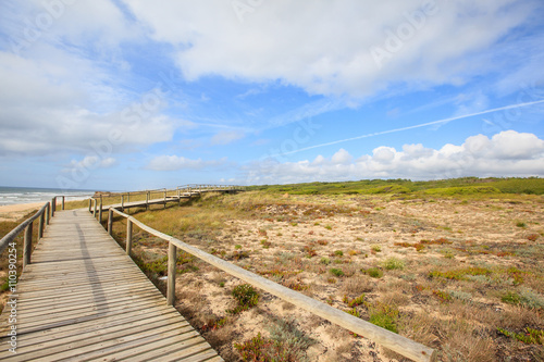 wooden walkway to the beach and ocean  Portugal