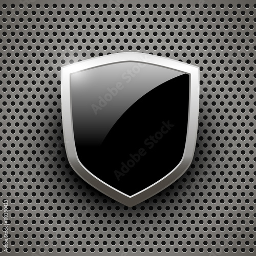 Black shield on abstract background