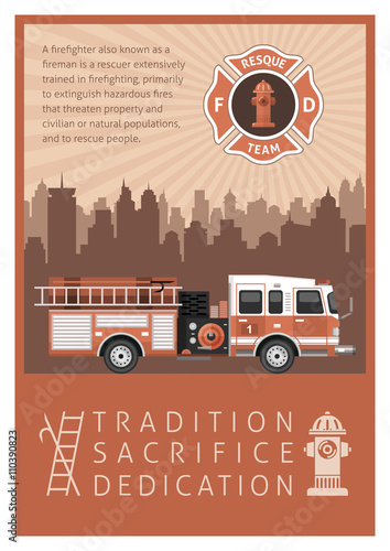 Firefighter Retro Poster
