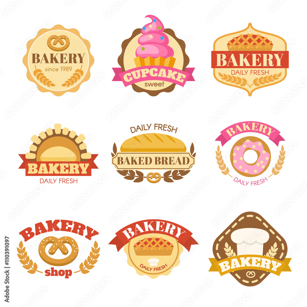 Bakery Colorful Flat Emblems