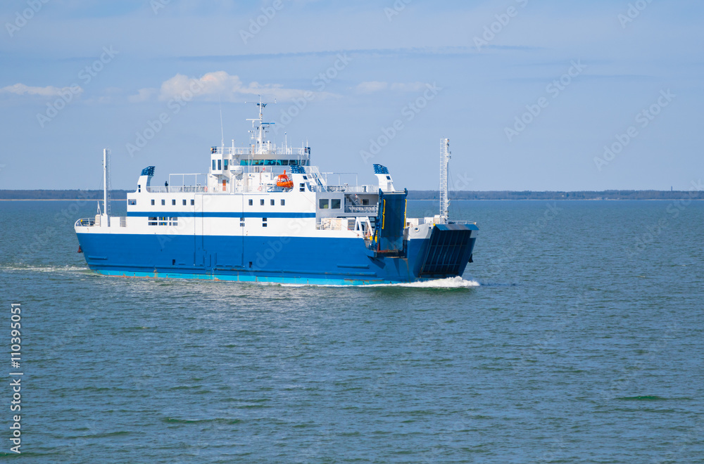 Small ferry boat in Gulf of Finland in Saaremaa