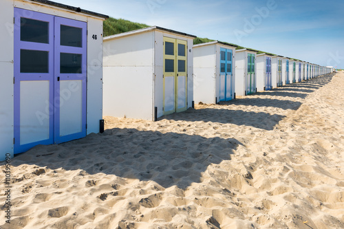 Colorfull Beach houses on the beach of Texel