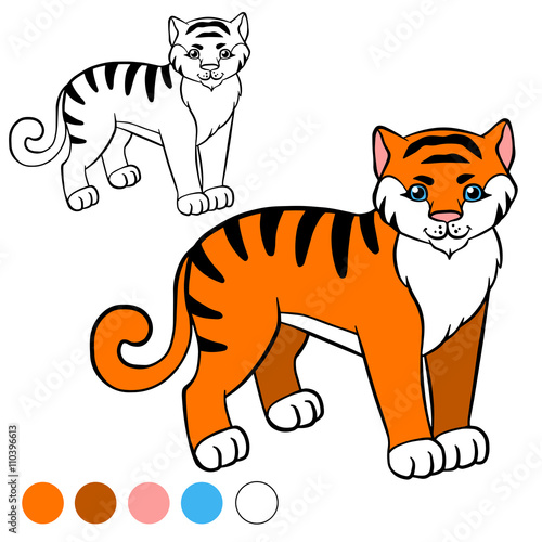 Fototapeta Naklejka Na Ścianę i Meble -  Coloring page. Color me: tiger.