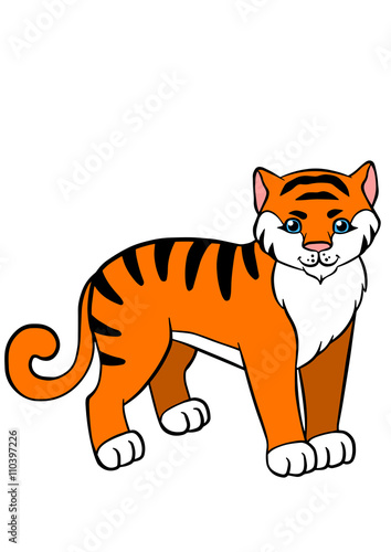 Cartoon wild animals for kids. Little cute tiger. Stock Vector | Adobe Stock