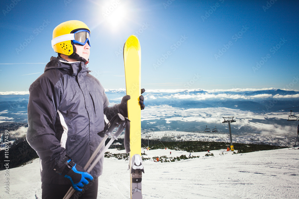 Ski slope and skier