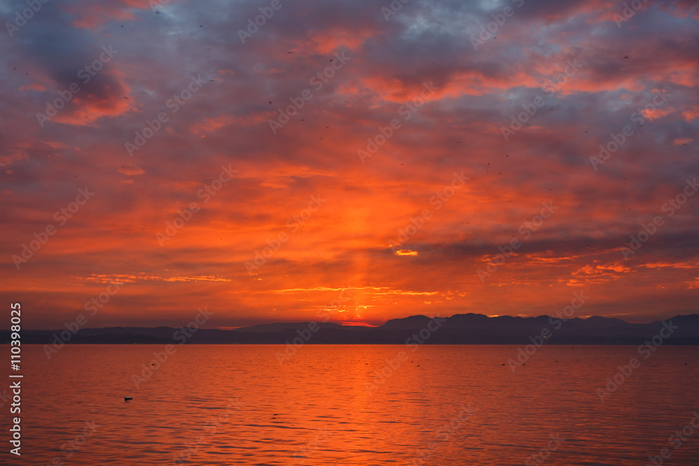 Sunset over the Garda lake