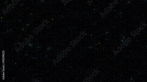 abstract loopable bacgkround, strings made of particles with glow blinks