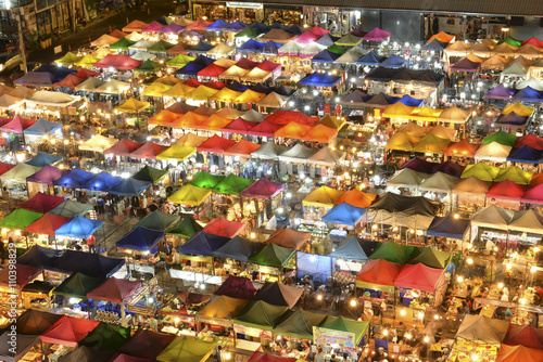 Bangkok skyline with night market