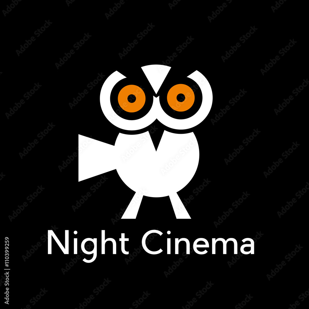 Naklejka Vector abstract sign night cinema with owl
