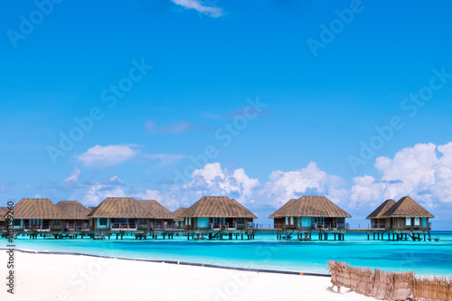 Fototapeta Naklejka Na Ścianę i Meble -  Beach with water bungalows at Maldives.