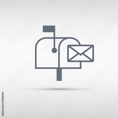 Mailbox icon. Mailbox sign or button isolated on grey background. Vector illustration.