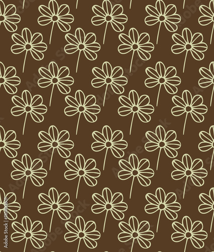 Seamless Vector Pattern with Beige Flowers