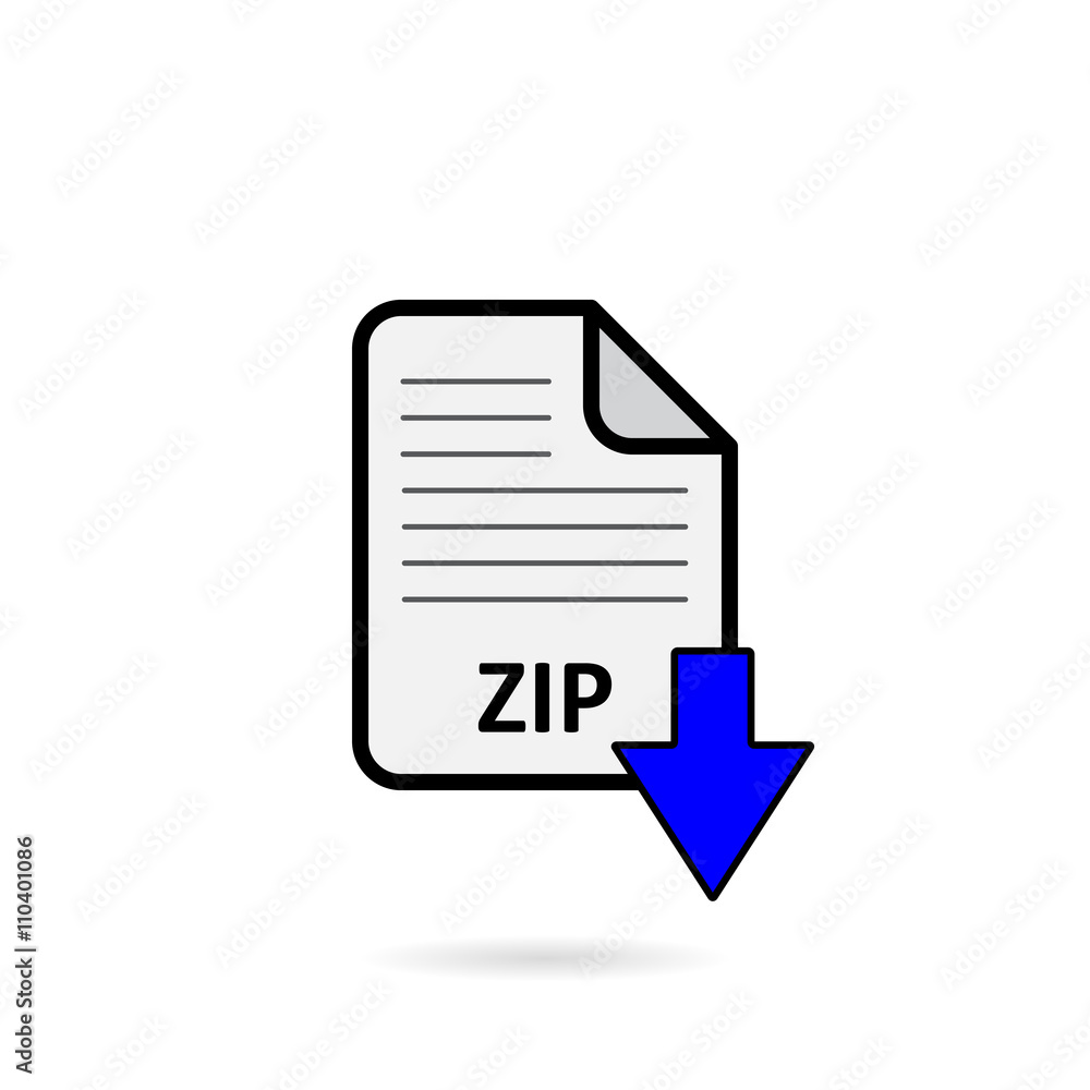 ZIP file with blue arrow download button on white background vector ZIP file with blue arrow download button on white background vector