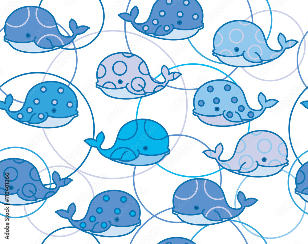 Vector cute whale cartoons seamless pattern isolated. Stock Vector ...