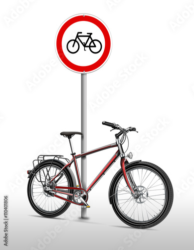 Fahrrad  Bike  mit Radfahren verboten-Schild