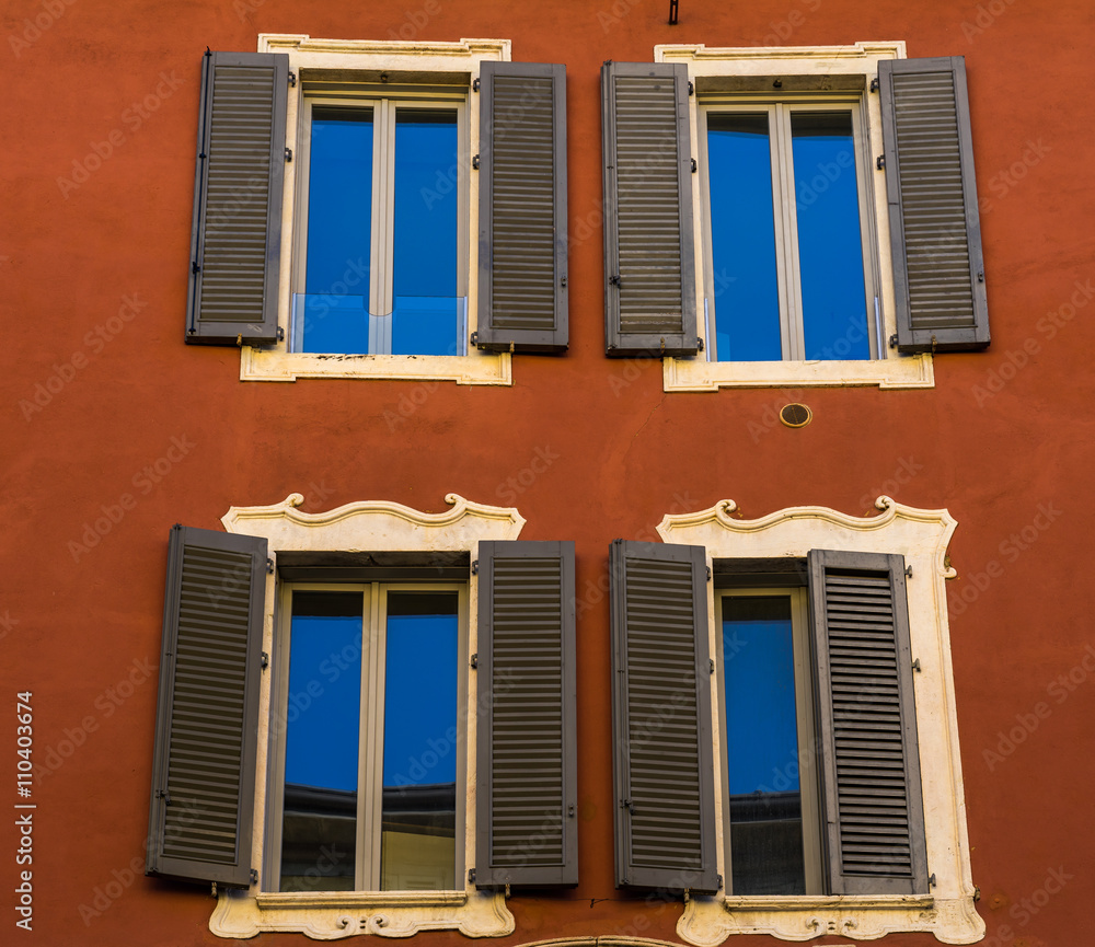 italian window shutters on a renaisance tenement