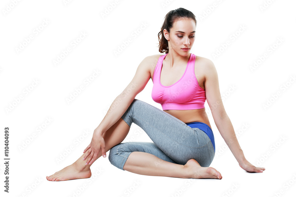 woman doing stretching exercises woman doing stretching exercises