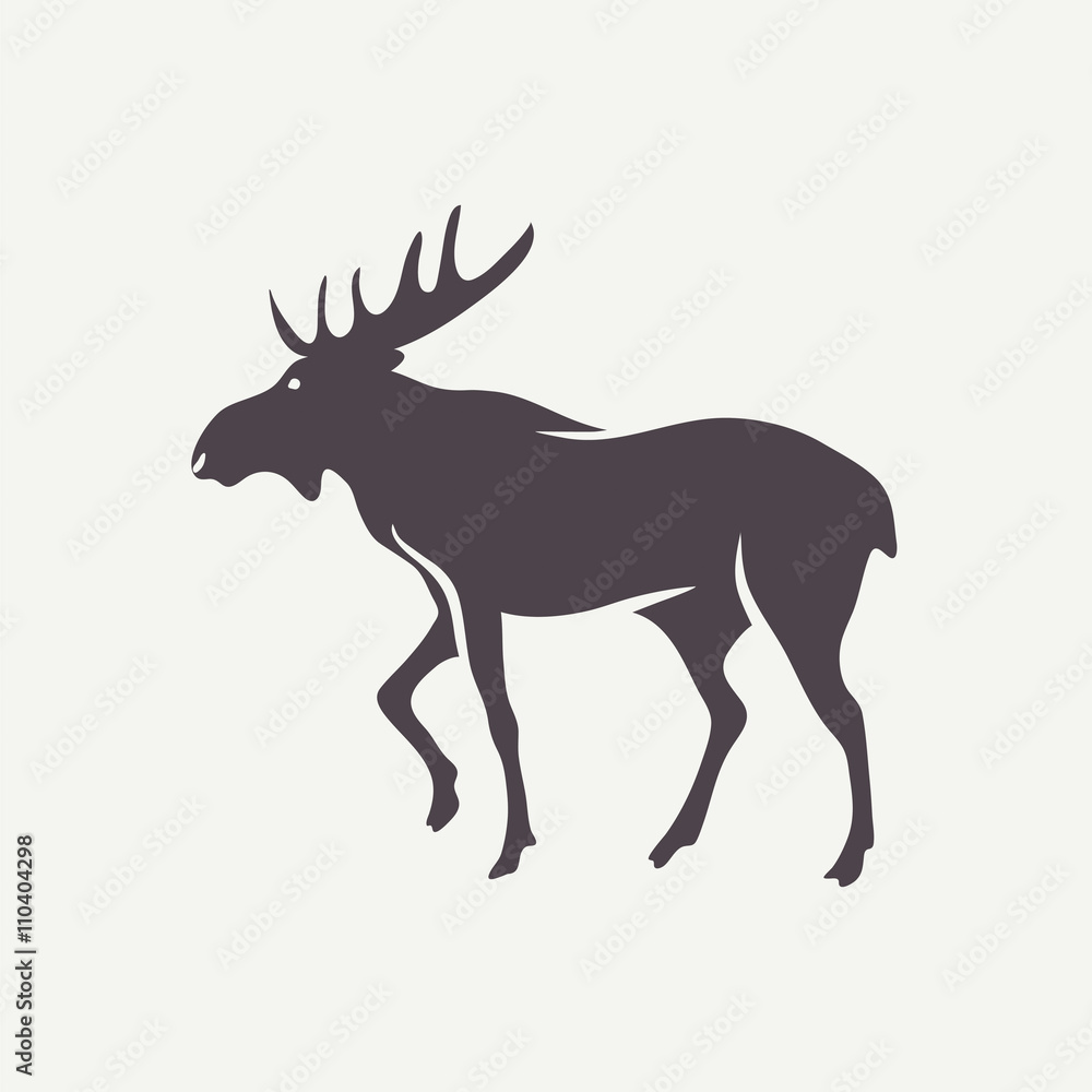 Fototapeta premium Moose symbol. Vector animal silhouette