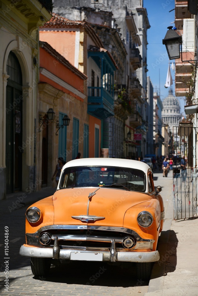 Vintage cars near the Capitol, Havana. Cuba.  