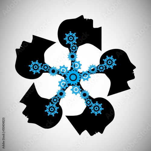 Concept of brainstorming, this vector also represents knowledge sharing and transfer, teamwork, people communication, unity, community, people influencing skills