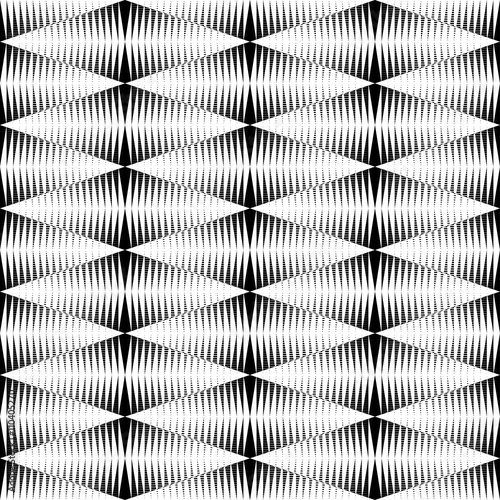 Abstract geometric seamless pattern. Black and white style pattern with rhombus and lines.