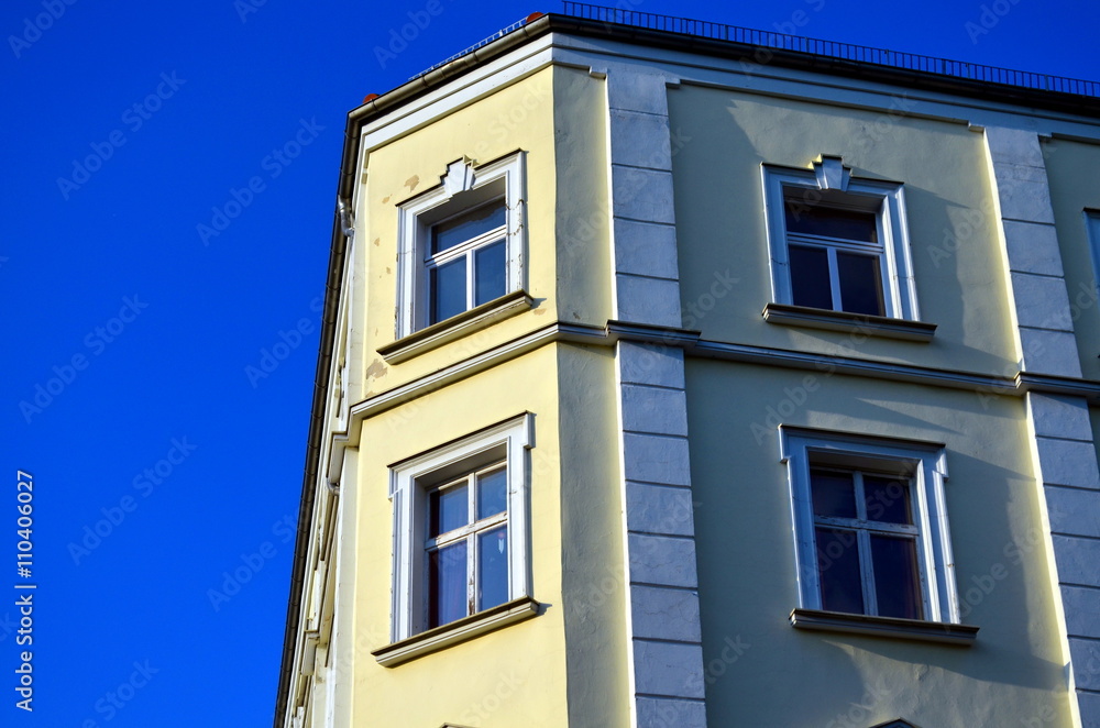 closeup of an old residential building