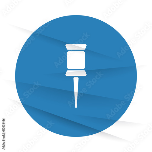White Pushpin icon label on wrinkled paper