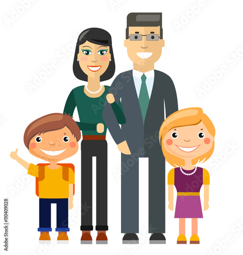 Young Family - Father, Mother, Son and Daughter