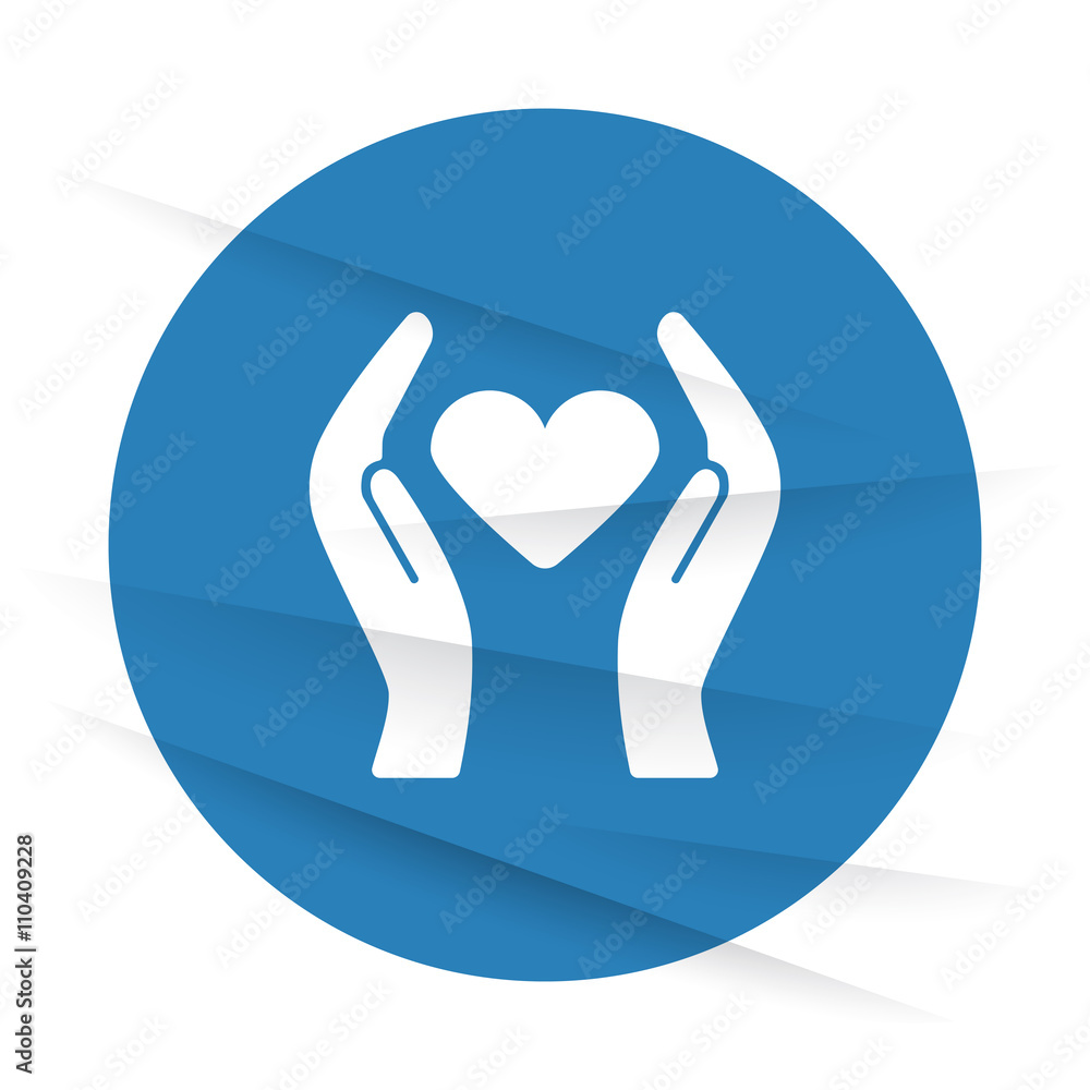 White Heart care icon label on wrinkled paper White Heart care icon label on wrinkled paper