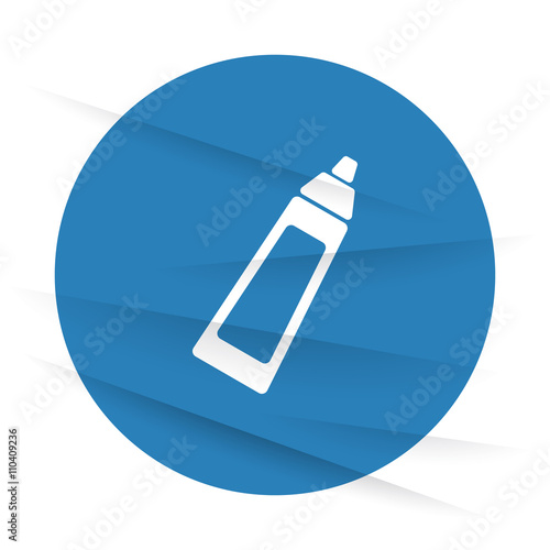 White Baby Bottle icon label on wrinkled paper