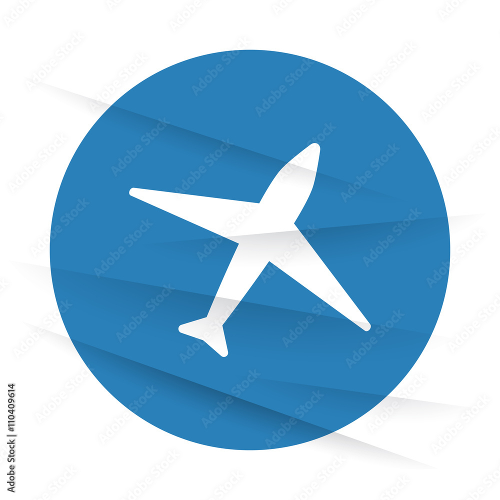 White Airplane icon label on wrinkled paper White Airplane icon label on wrinkled paper