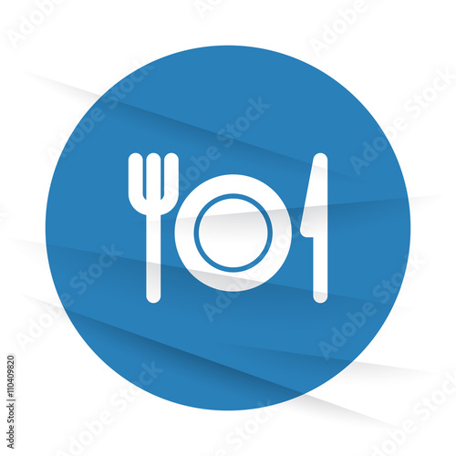 White Dinner icon label on wrinkled paper