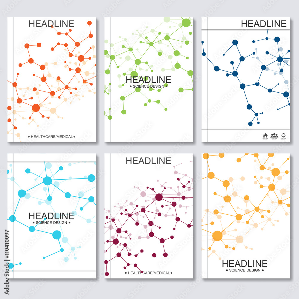 Modern design for brochure, booklet, flyer, cover, annual report. Abstract structure molecule and communication. Business vector templates. Science concept dna or neurons background Modern design for brochure, booklet, flyer, cover, annual report. Abstract structure molecule and communication. Business vector templates. Science concept dna or neurons background