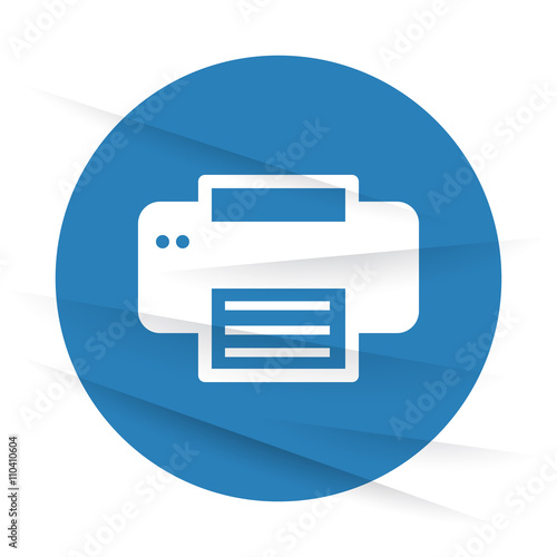 White Printer icon label on wrinkled paper