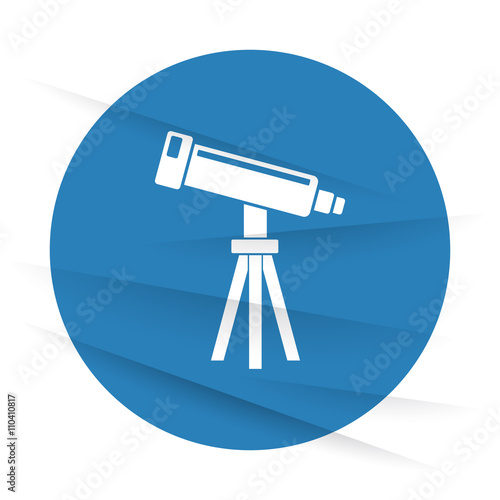 White Telescope icon label on wrinkled paper