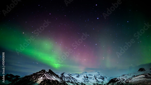 Schilderij op canvas Northern Lights Southern Iceland