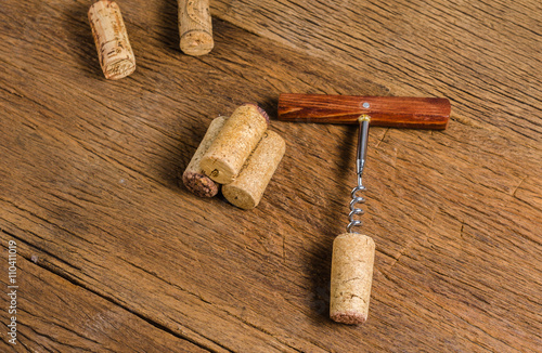 corkscrew on wooden background