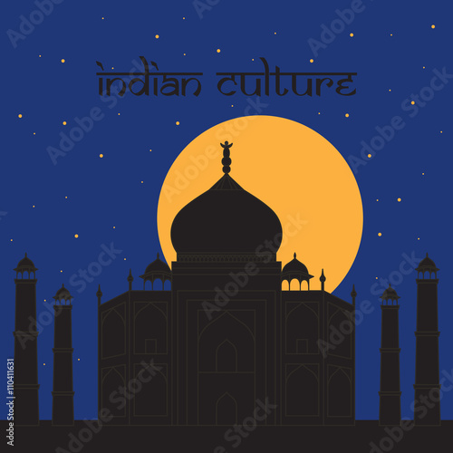 Taj Mahal Temple Landmark in Agra, India. Indian white marble mausoleum, indian architecture night