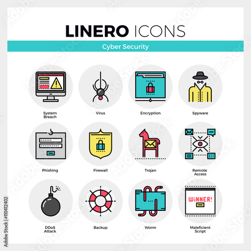 Cyber Security Linero Icons Set