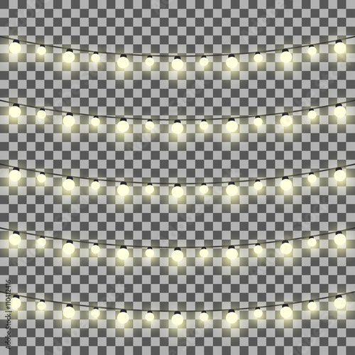 Vector set of garlands light on a transparent background