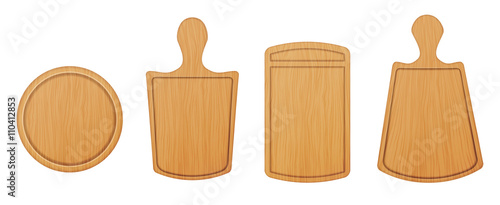 Empty wooden cutting boards and chopping boards