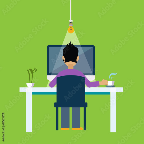 Man Behind the DeskWorking Freelance