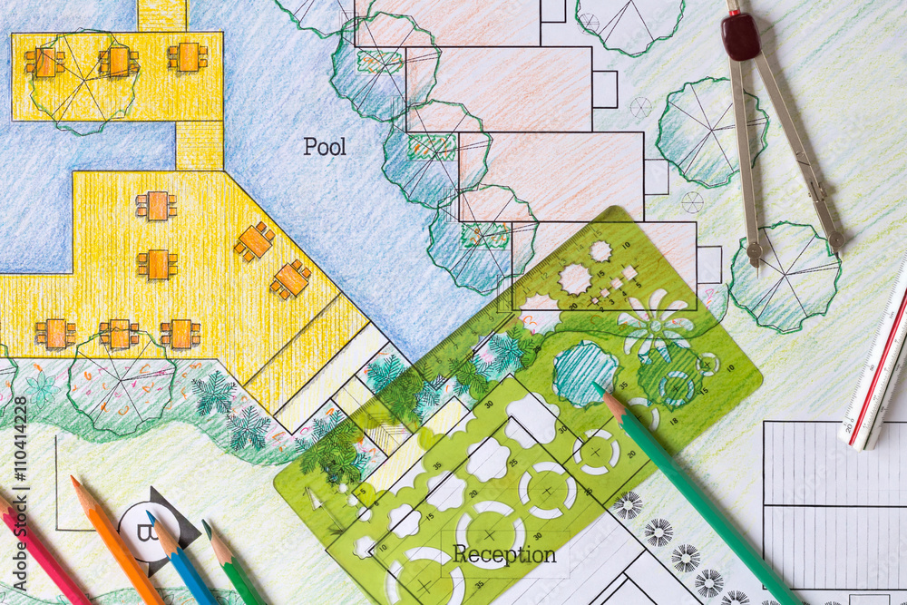 Obraz premium Landscape Architect Design hotel resort plan