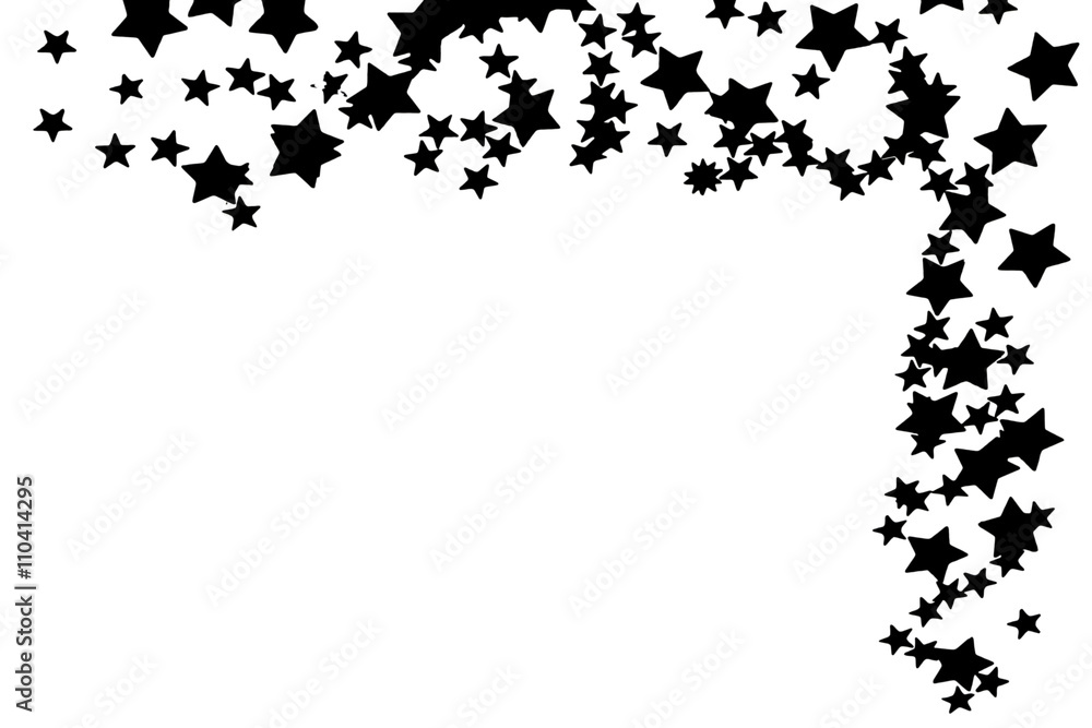 close-up shot of black stars arranged on white background.